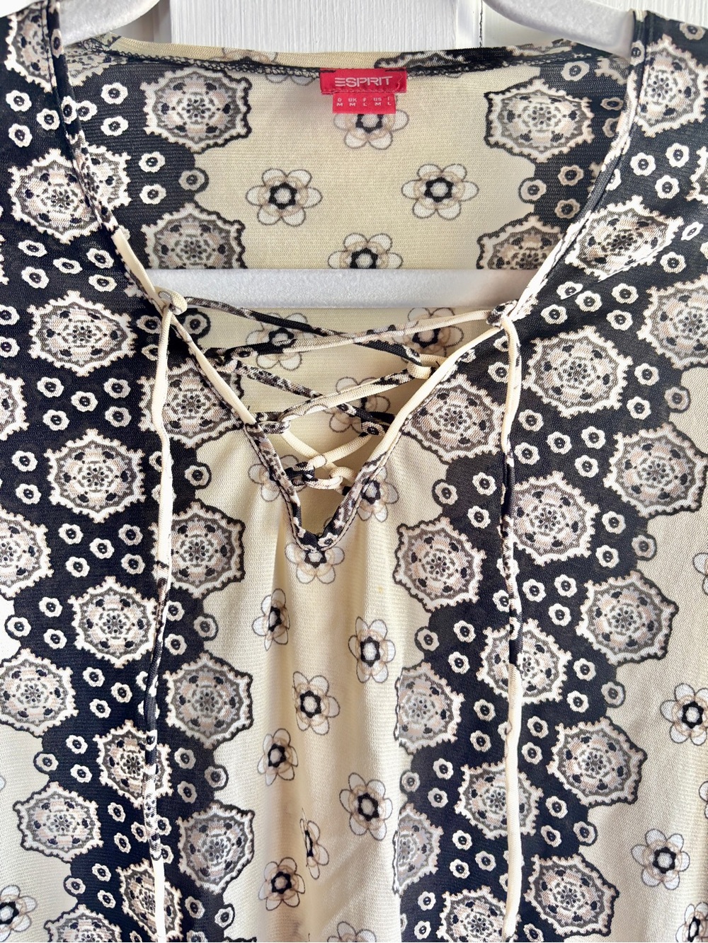 Vintage Y2K Esprit Mesh Lace Up Top Floral Boho Fairy Grunge Coquette Medium - Picture 3 of 10